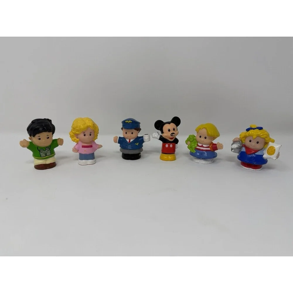 6 Vintage Fisher-Price Little People Figures 2001-2015 Mickey, Cop, Sarah Lynn